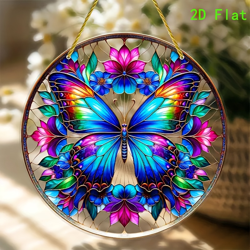 2d Flat Acrylic Sun Hanging Ornament, Home Wall Window Decor For Living Room, Bedroom & Office - Perfect Birthday Gift Or Holiday Present With Glass Effect/pattern (no String)