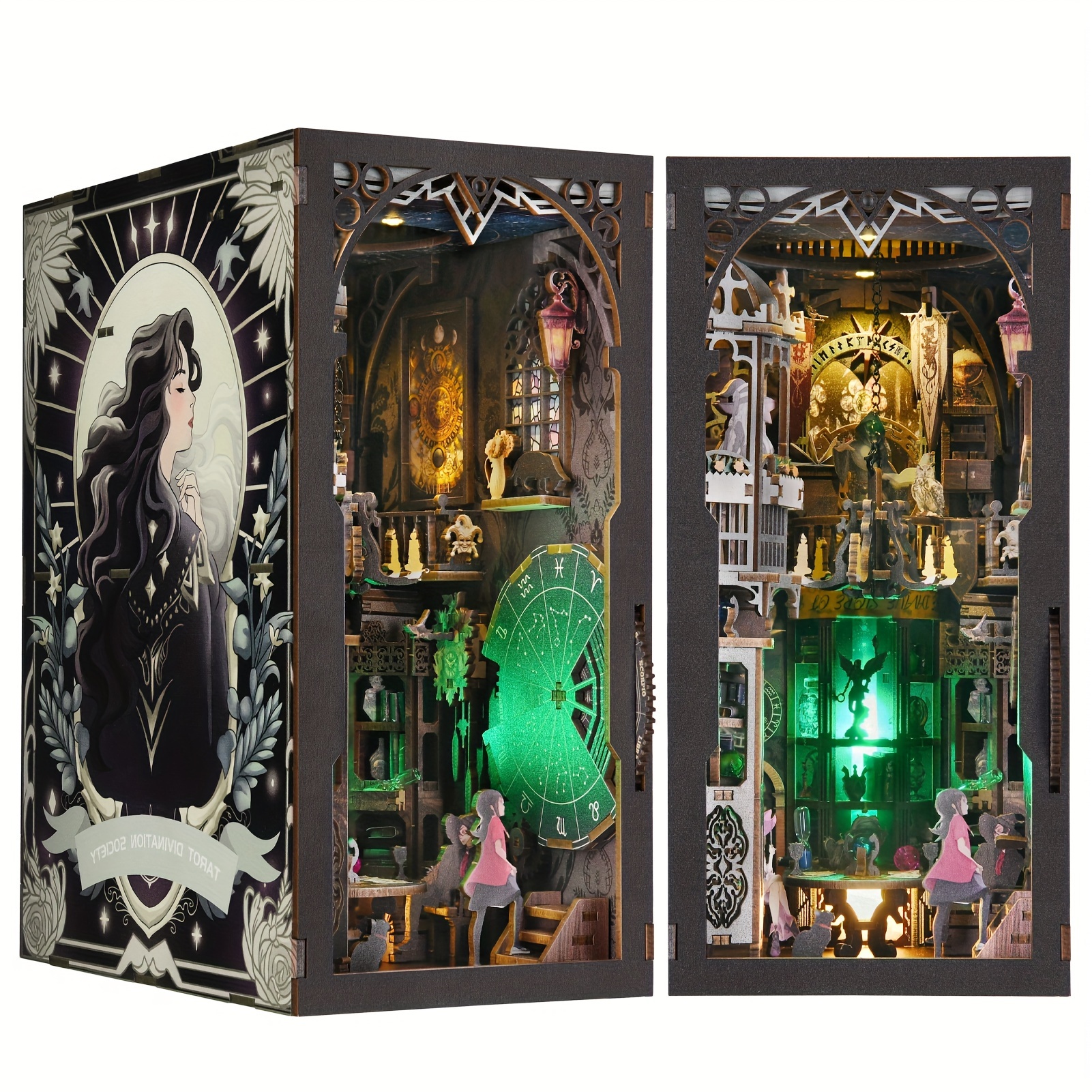 DIY Book Nook Kit Decorative Bookends With LED Light Magical Element Decoration
