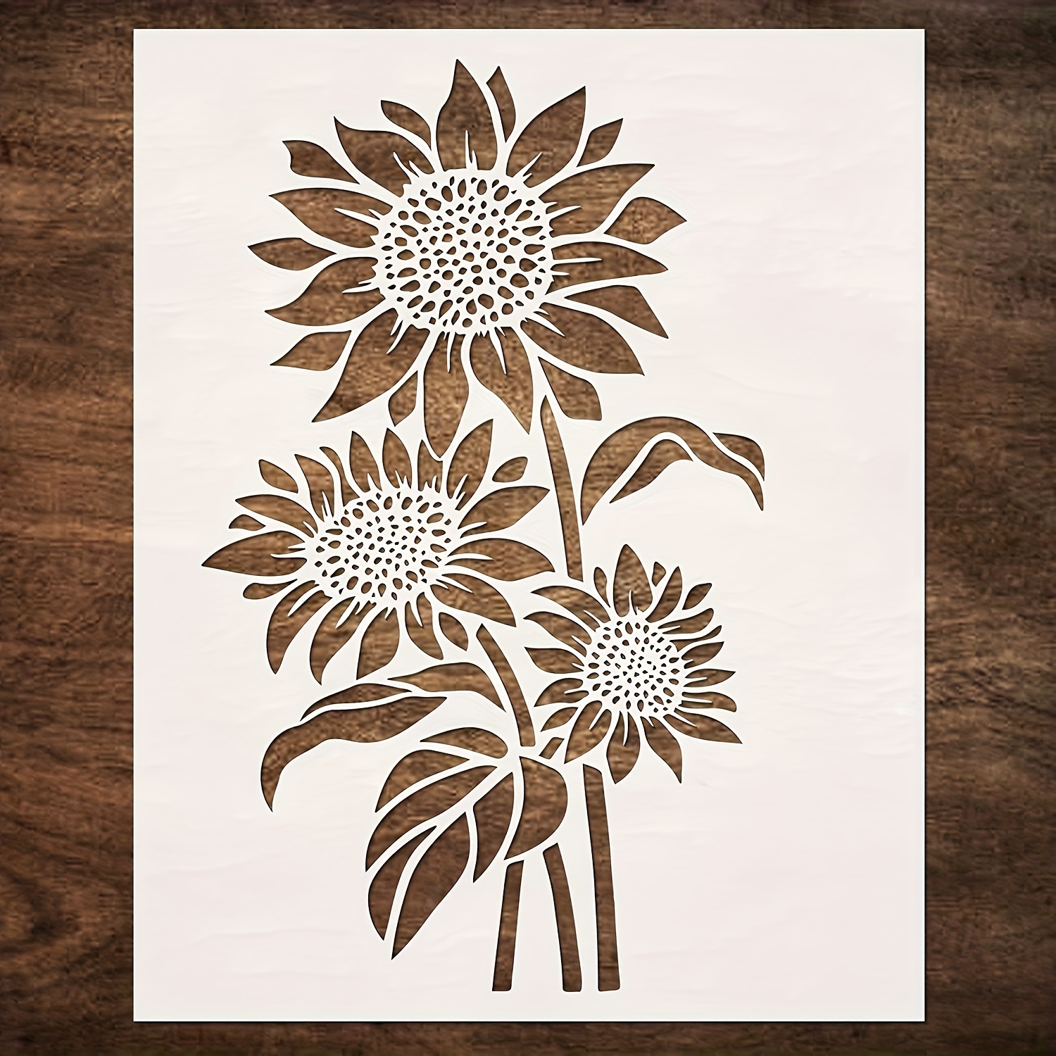E-shop 15-Zoll-Wiederverwendbares Sonnenblumen-Wandstencil für DIY-Malerei - Robuster Kunststoff-Template für Heimdekoration, Holz, Möbel, Stoff und