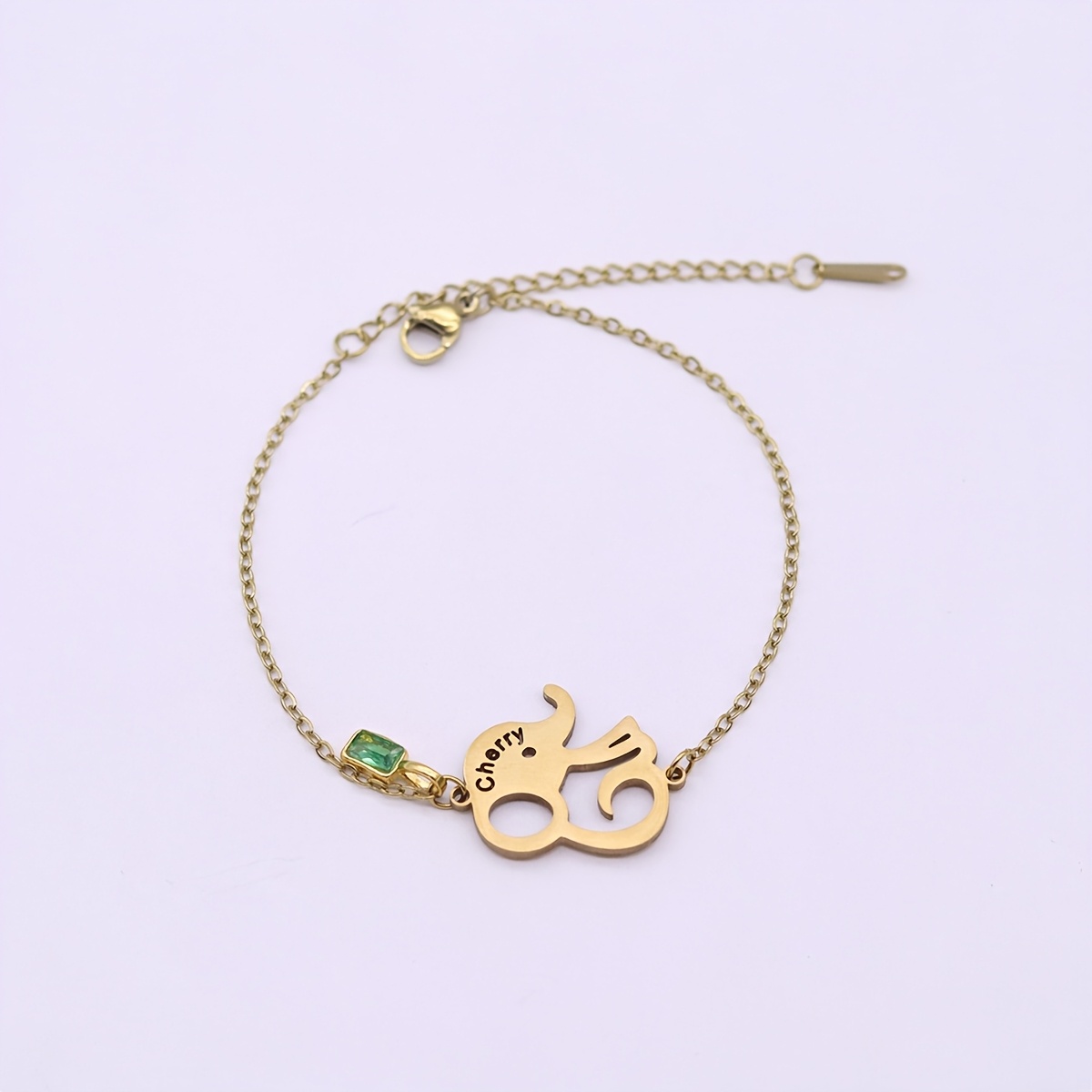 Personalized Name Elephant Bracelet, Stainless Steel