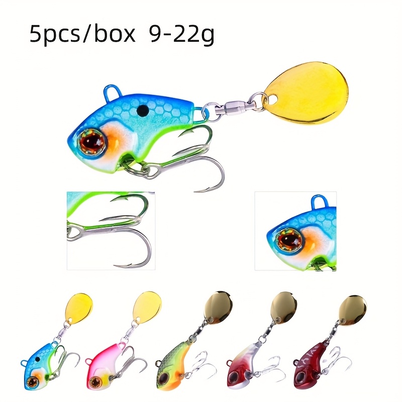5 Esche Da Pesca Rotanti VIB In Metallo 7g – Affondanti, A Forma Di Pesce, Per Acqua Dolce E Salata