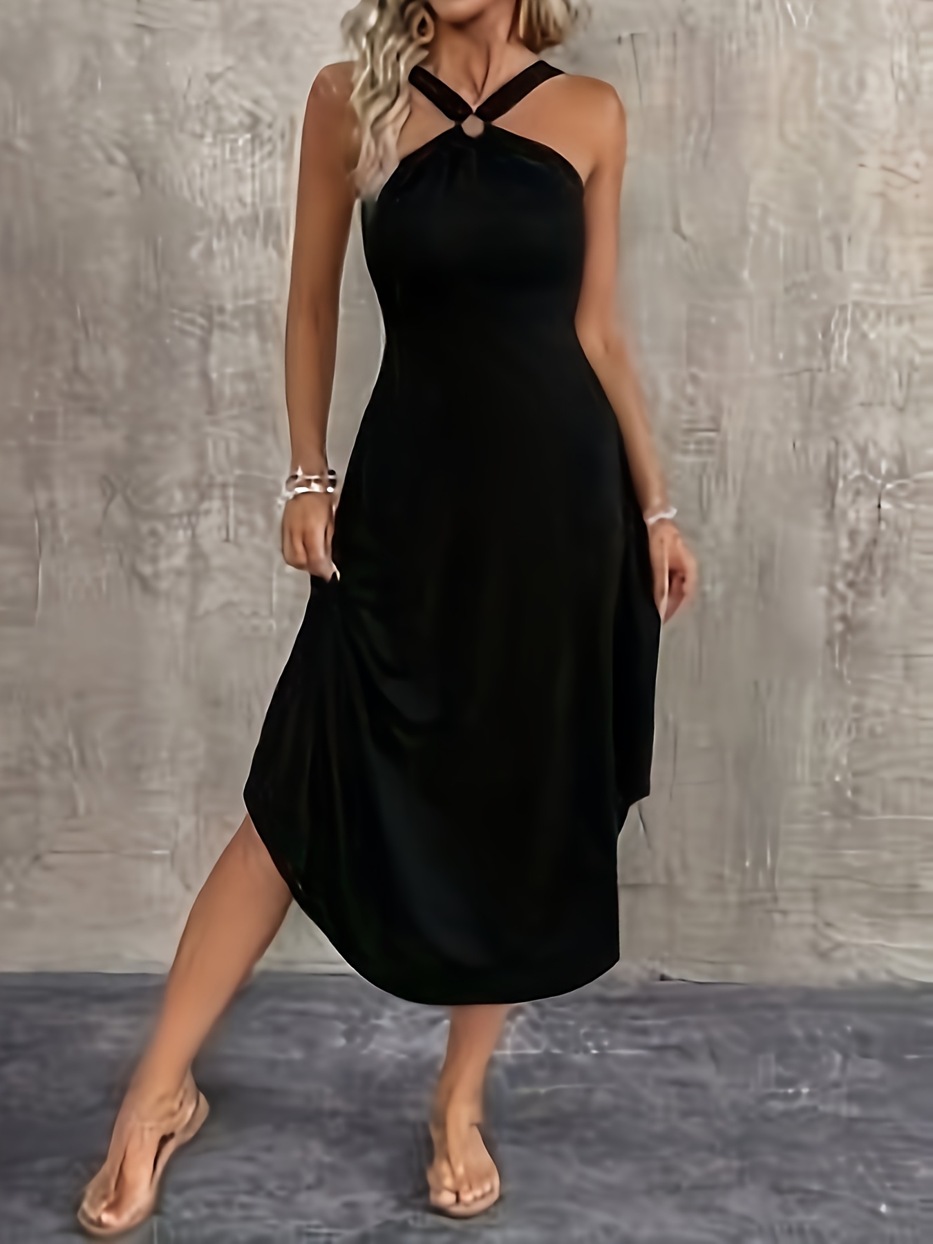 solid color halter asymmetrical hem sleeveless summer beach - Temu Qatar