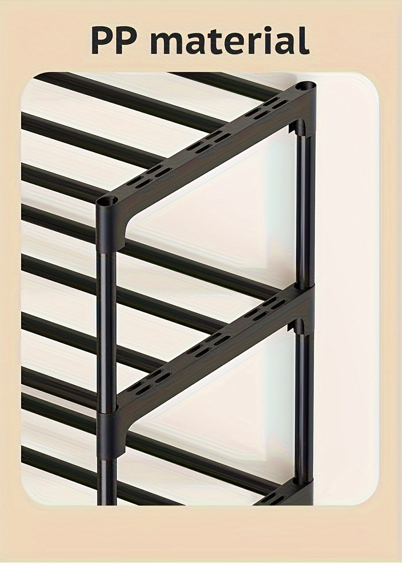   stackable multi layer shoe rack   black   entryway closet garage bedroom storage details 6