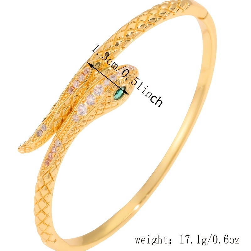Women's Sparkling Copper Green Eyed Snake Bracelet