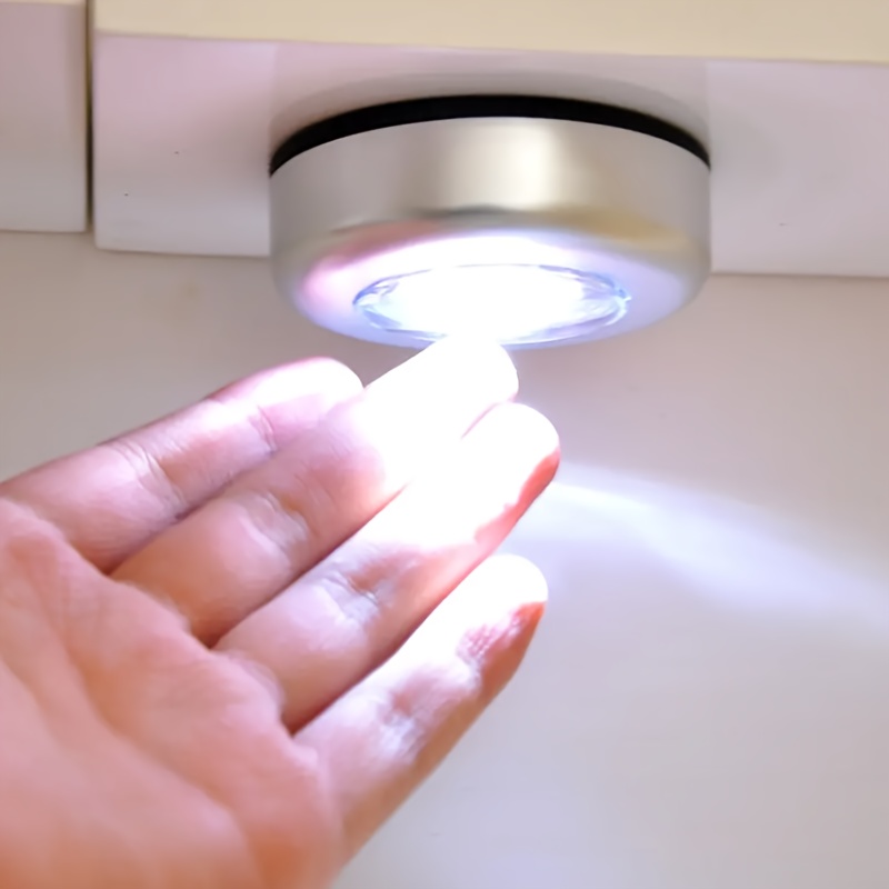 4er-set druckknopf-led-rundlichter - batteriebetrieben (batterien nicht enthalten) -   für küche, schlafzimmer, schrank, treppenhaus, nachttisch, wand und flurbeleuchtung -   und einfach zu installieren