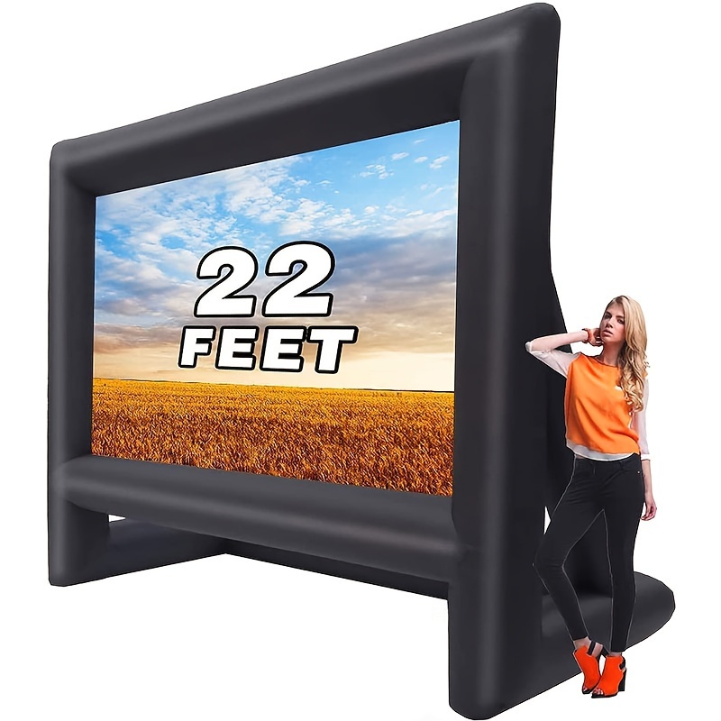 

22 Feet Projector Screen - Inflatable Outdoor And Indoor Theater Movie Screens - Includes Rope, Blower, Tent Stakes - Great For Outdoor Party Backyard Pool Fun