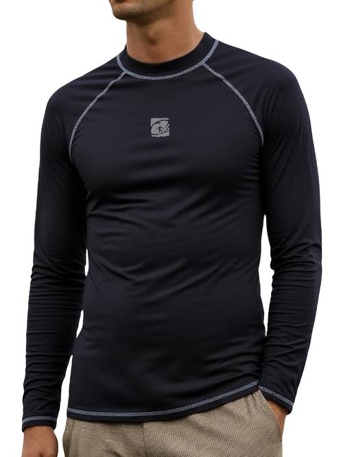 2025 autumn mens nylon high elastic surfing suit casual surfing body suit mock neck design