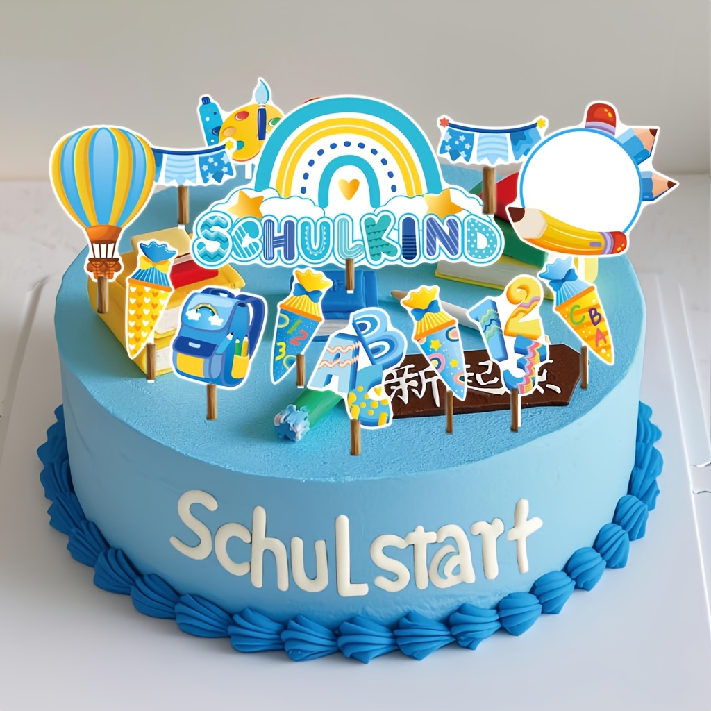 Image of Cake Decoration For Day Of School, School Entrance Cake Plaque, School-themed Cake Decoration, Back-to-school Party Decor, Used For School, Gifts, And Cake Decoration, Halloween, Christmas