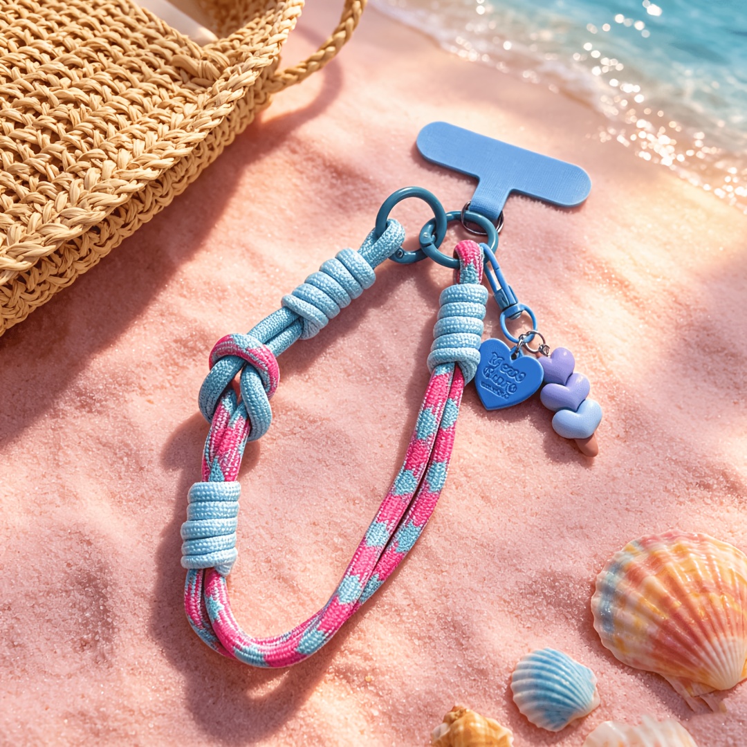 TEMU Correa de muñeca y cordón para teléfono de dos trenzado a , lindo brazalete para teléfono con cordón, clip desmontable anti-pérdida y llavero de
