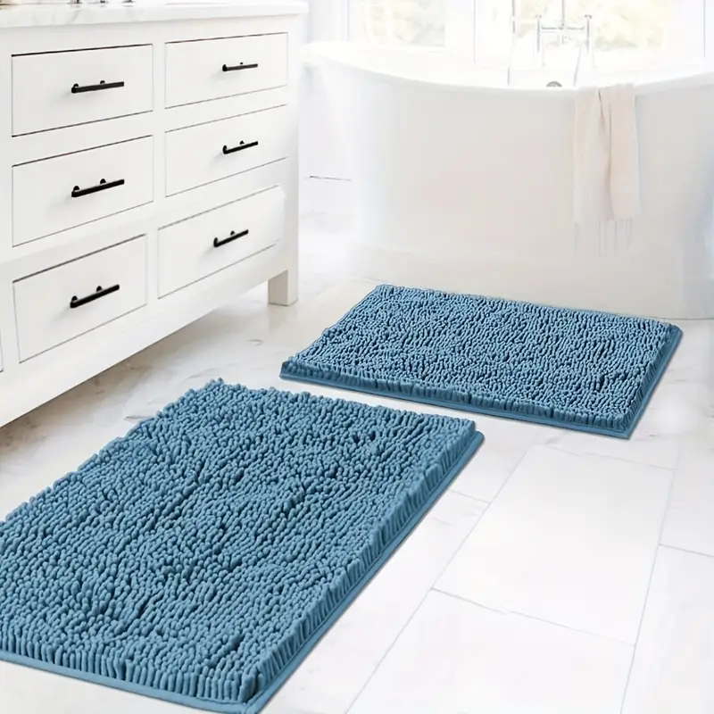 2pcsbath rugs for bathroom slip resistant shag chenille bath rugs mat and absorbent bath rug for shower room machine washable fast dry 20 x 32 plus 17 x 24 Product details 7