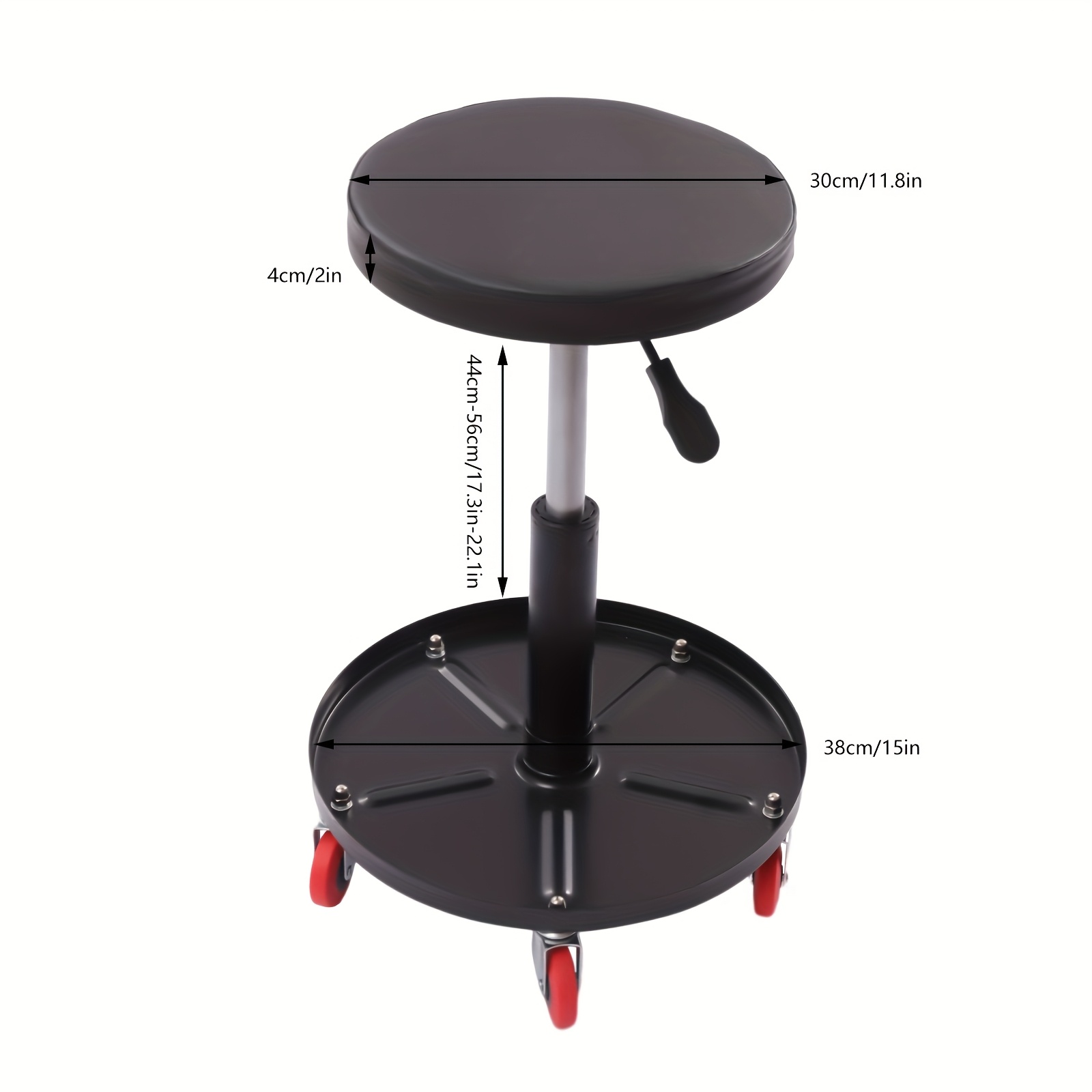 Heavy Duty Roller Seat, Pneumatic Mechanic Roller Seat, Adjustable Rolling Stool Chair Swivel With Tool Tray, Tool For Garage, Workshop And Auto , 300lbs (black)