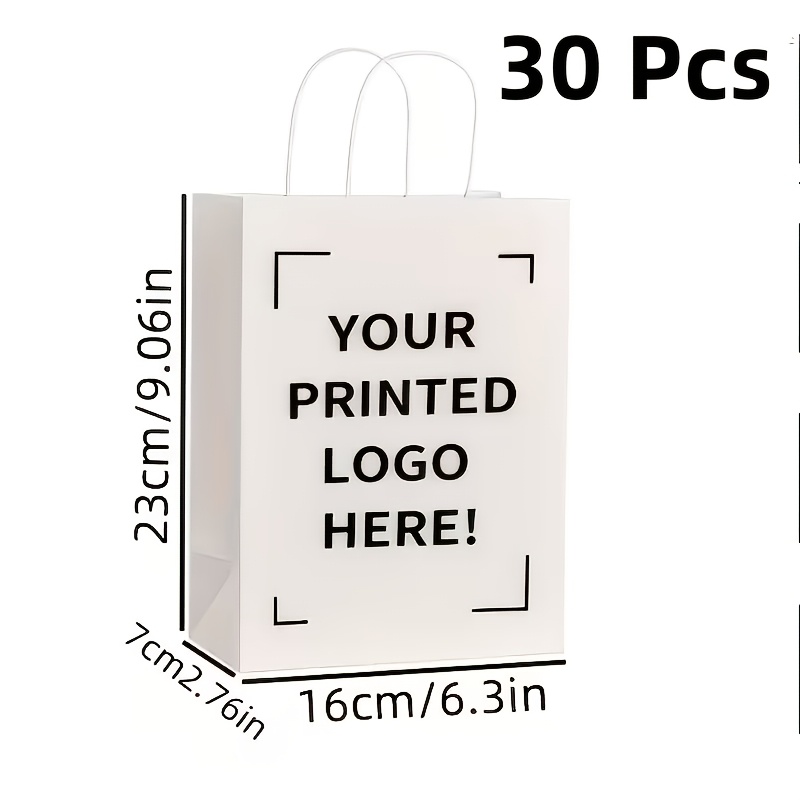TEMU Customizable White Paper Bags With Handles - Customized White Paper Tote Bag Suitable For Corporate Events, Exhibitions, Takeaway Packaging,