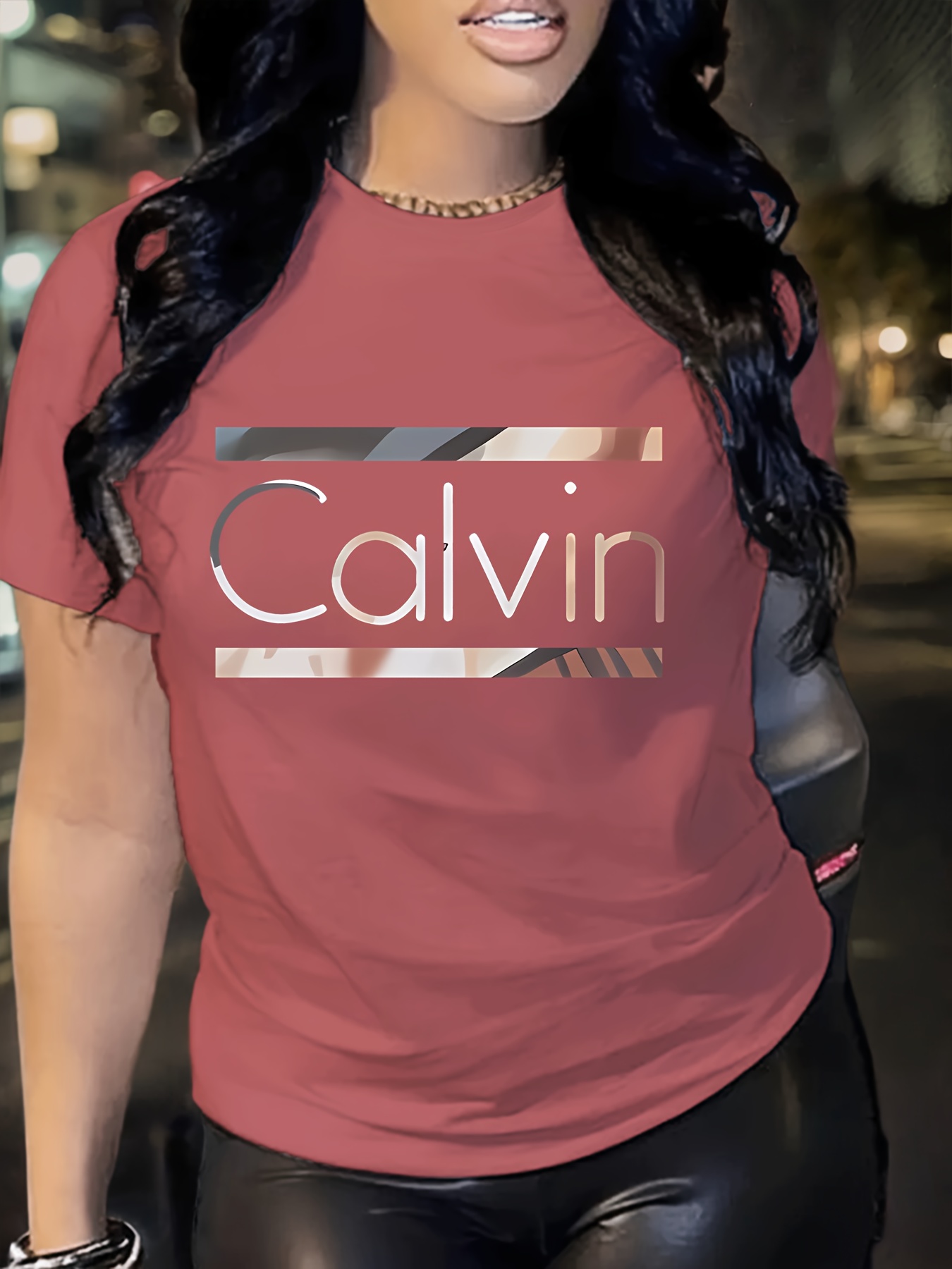 1pc Stylish Letter Print Women's Casual Sport Black Dark Grey White Apricot Brick Red Matcha Round Neck Pullover T-Shirt Polyester Spandex Comfortable Short Sleeve Top