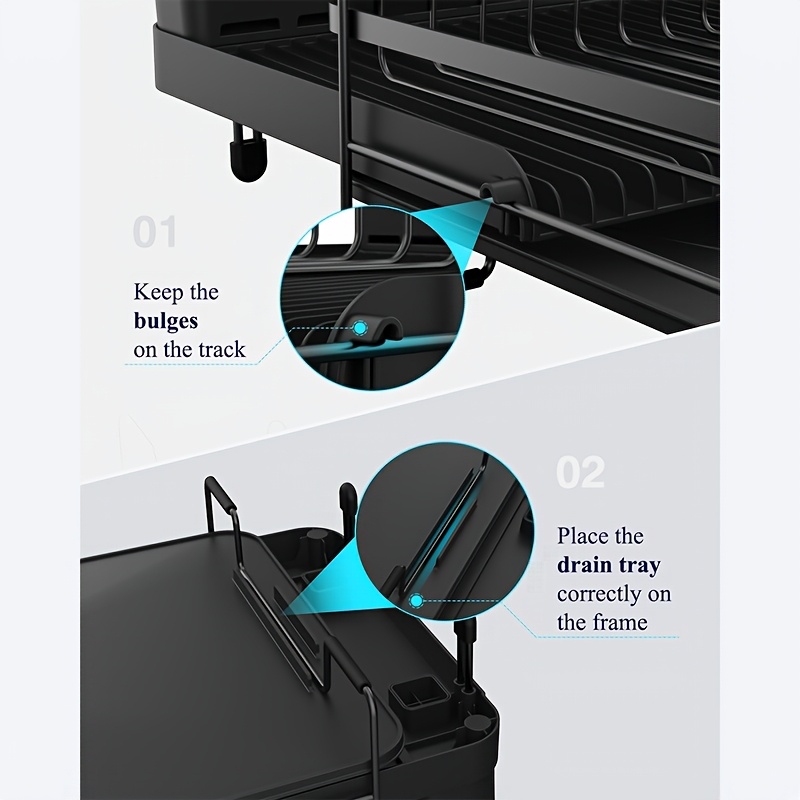 large dish drying rack with   set dish rack extendable dish rack utensil holder cup holder expandable dish drainer for kitchen counter Product details 8