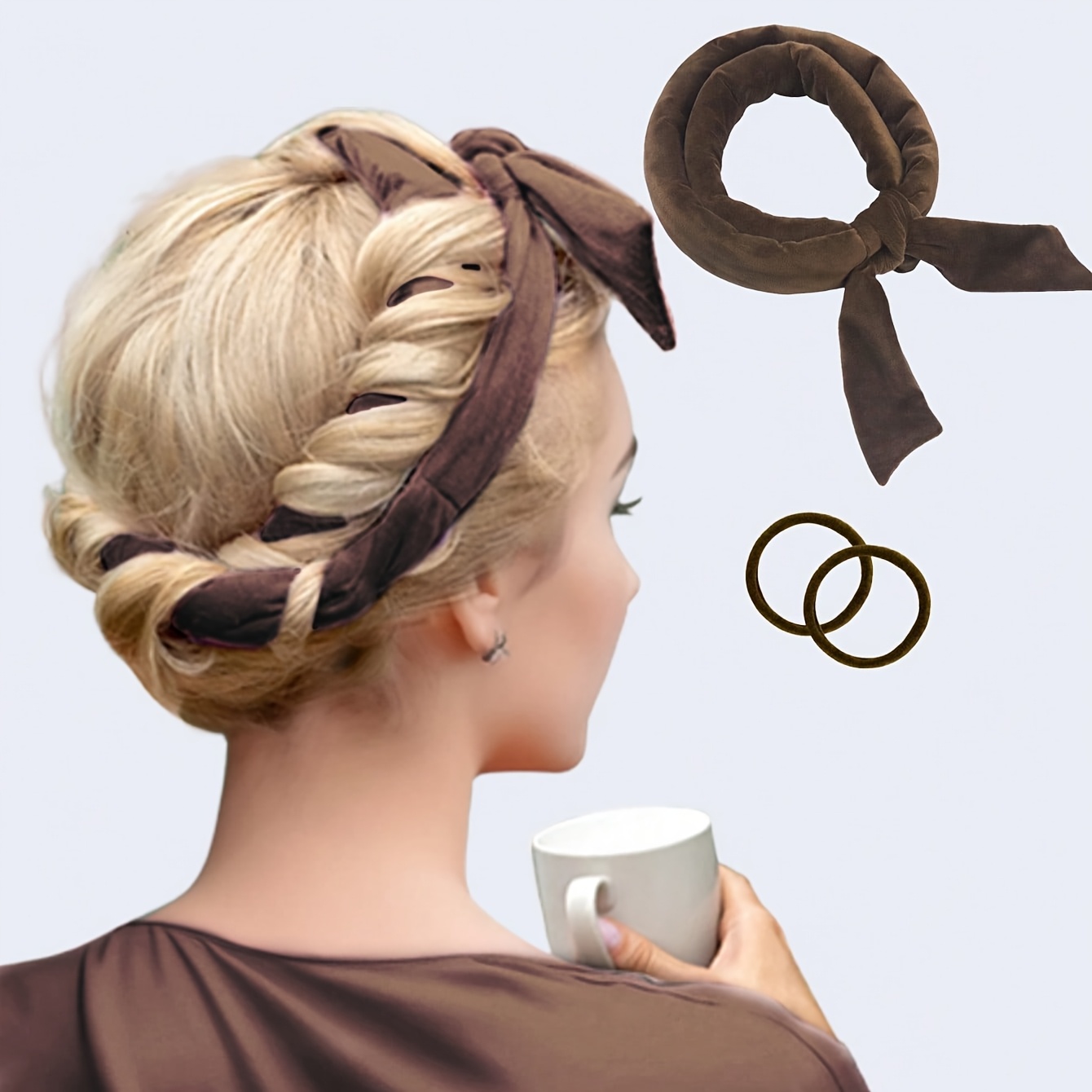 E-shop Wärme-freies Lockenstab-Kopfband, Wärmeloses Lockebändchen mit Scrunchie, Schlafende Locken Haarwickler-Band, Natürliche Weiche -DIY-Haarroller