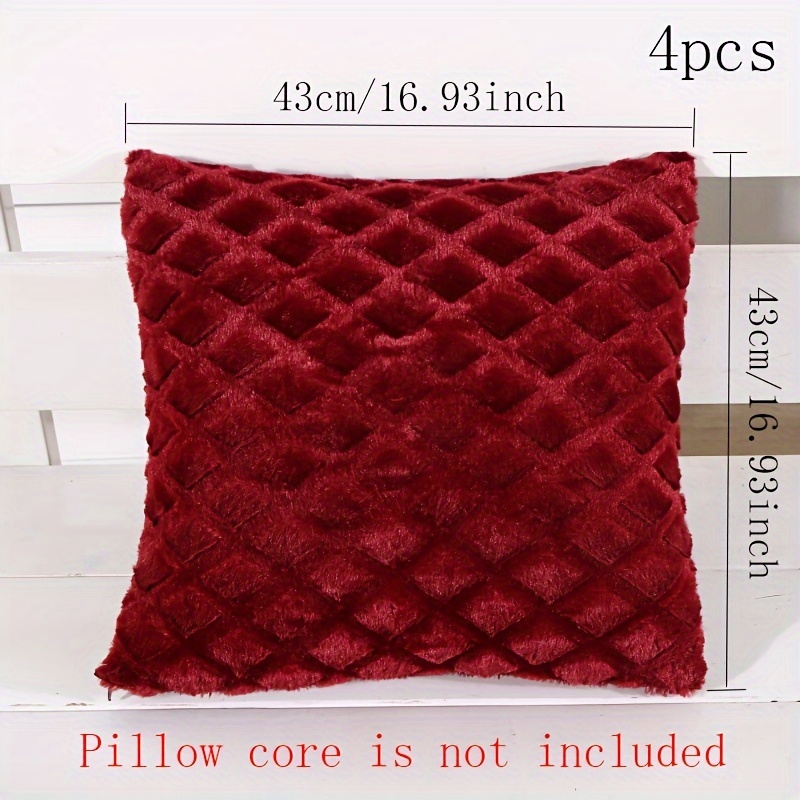 Image of 4pcs Thick Plush Style Throw Pillow Covers Soft Decorative Cushion Cover For Sofa Bedroom Pillow Shell