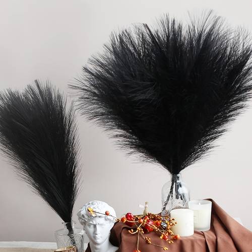 8pcs artificial pampas grass fur and stems for dark themed atmosphere ideal for outdoor flower arrangement home kitchen decor and valentines day celebrations durable polyester easy to store