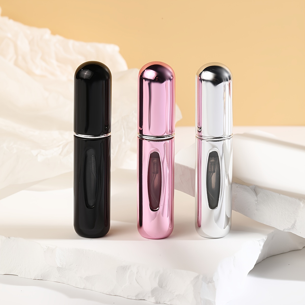 

3pcs, Portable Refillable Perfume Spray Bottles, Bottom-fill Perfume Atomizer, Travel-sized Mini Sprayer For Fragrance & Skincare, Round-top Self-pump, Beauty & Personal Care Accessory