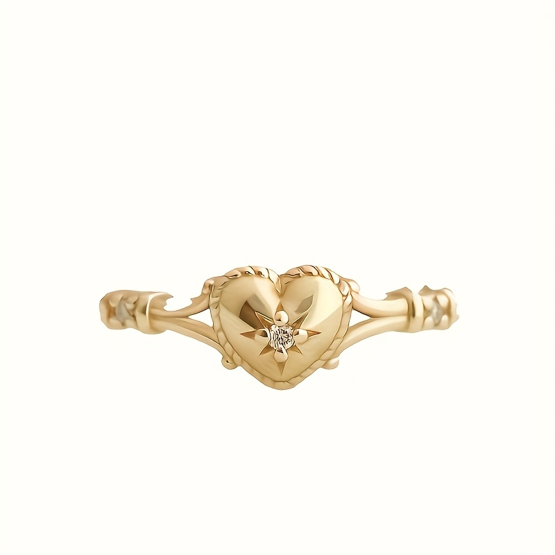 Heart Shaped Golden Plated Engagement Ring