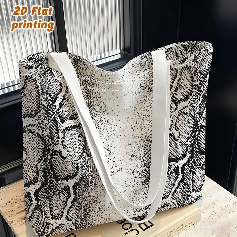 TEMU 1pc Snakeskin Texture Pattern Print Women's Shoulder Bag, Multi-functional Handbag Hand-/crossbody Dual-use Reusable, Fashion Casual, Suitable