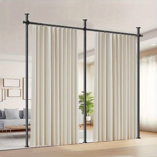 room dividing tension curtain rod no drilling freestanding room wall divider rod adjustable heavy duty floor to ceiling self stand