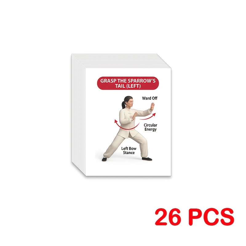 Yang Style Tai Chi Exercise Cards - Guide With Easy To Illustrations | Gentle Flowing Yang Style Flash Cards For Balance, Flexibility And