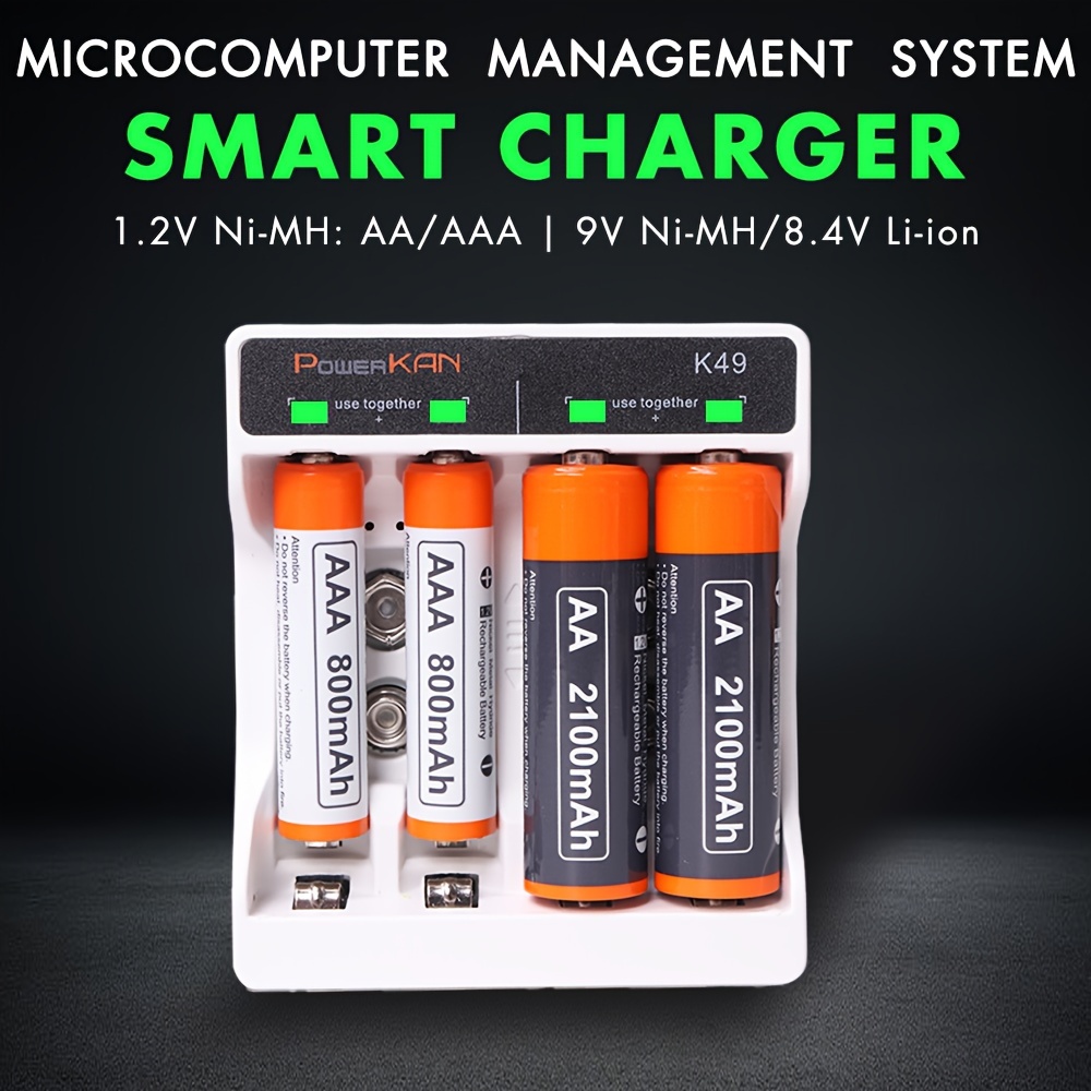 

1pc, Powerkan Hydrogen Charging Battery No.5 No.7 9v Compatible Battery Mini Charger