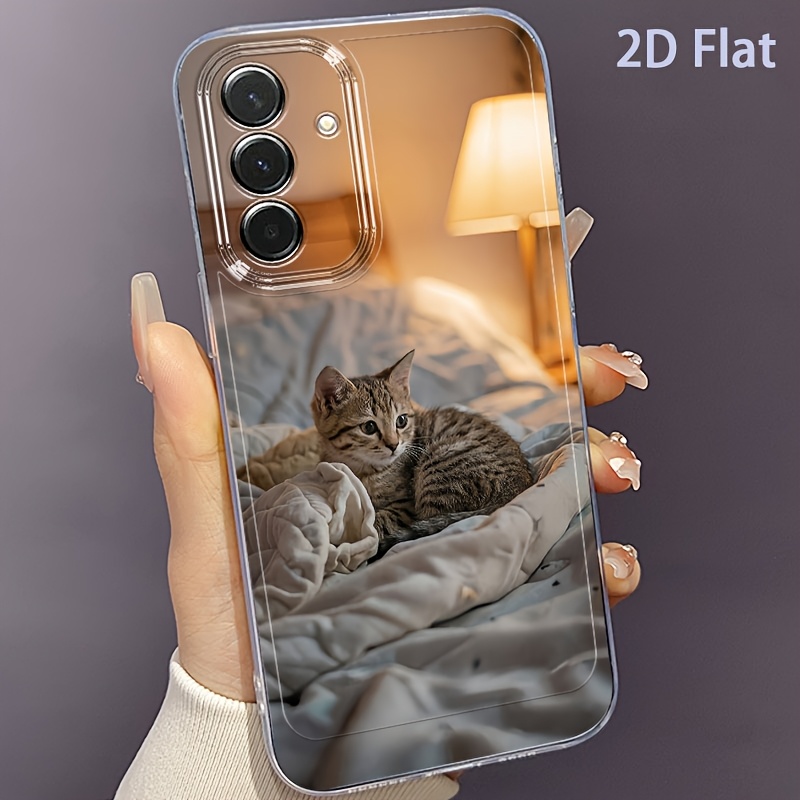 TEMU Phone Case - 2d Flat Pattern Cat Phone Case For Galaxy A03s A04 A05s A06 A07 A13 A14 A15 A16 5g A17 A22 A23 A24 A25 A26 A32 A34 A35 A36 A37 A52