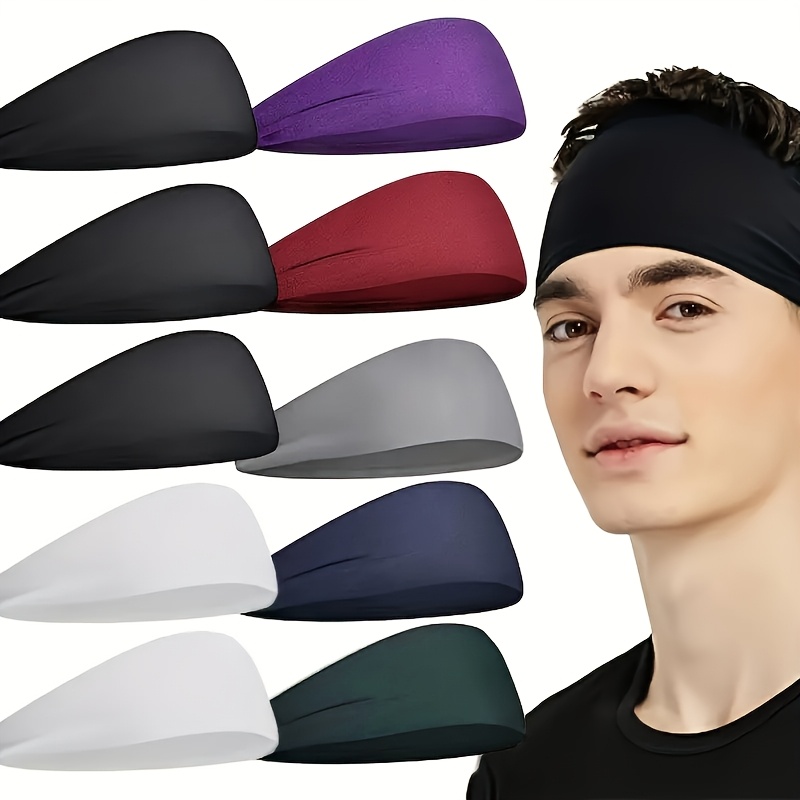 10pcs non slip sweat absorbent bands quick   headbands for gym running cycling training multi color athletic headbands purple black red gray white unisex workout headbands for women men   use gym accessories sleek headband   cycling gear sporty design breathable fabric fitness accessories runners and joggers