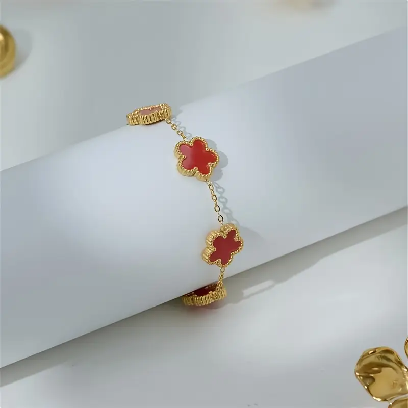 a flower bracelet made of stainless steel a stylish and versatile accessory Product details 3