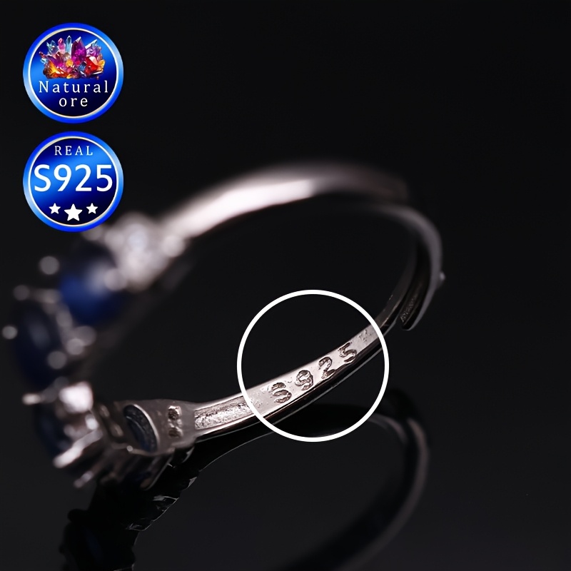 Natural Stone Adjustable Open Ring in S925 Silver, Gift Box Included