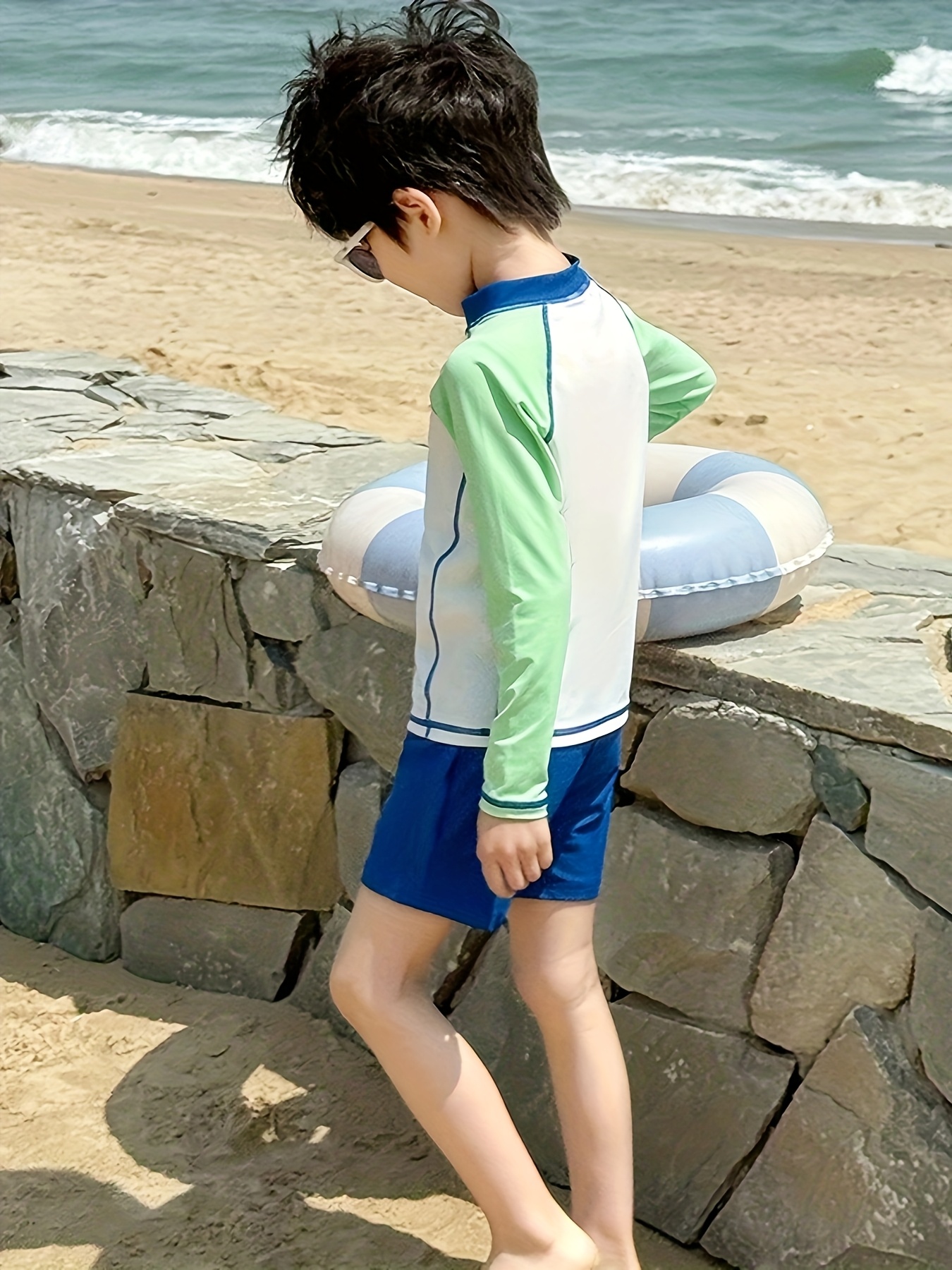 boys' two tone swim shirt high long Temu Oman - Main Image