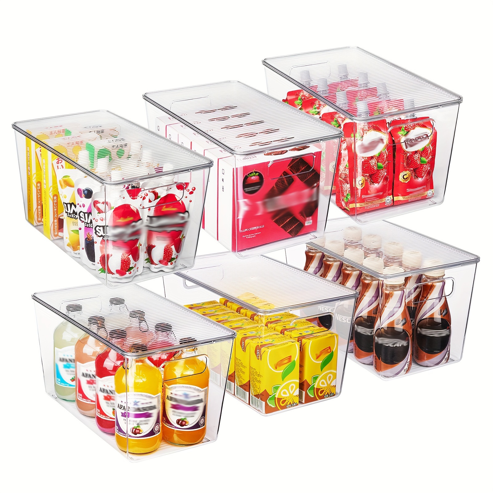 

Portable Transparent Plastic Storage Box With Lid, Cabinet Countertop Refrigerator Food Stackable Storage Box, Suitable For Room, Kitchen, Refrigerator, Cabinet, Closet, Bathroom Storage Organization