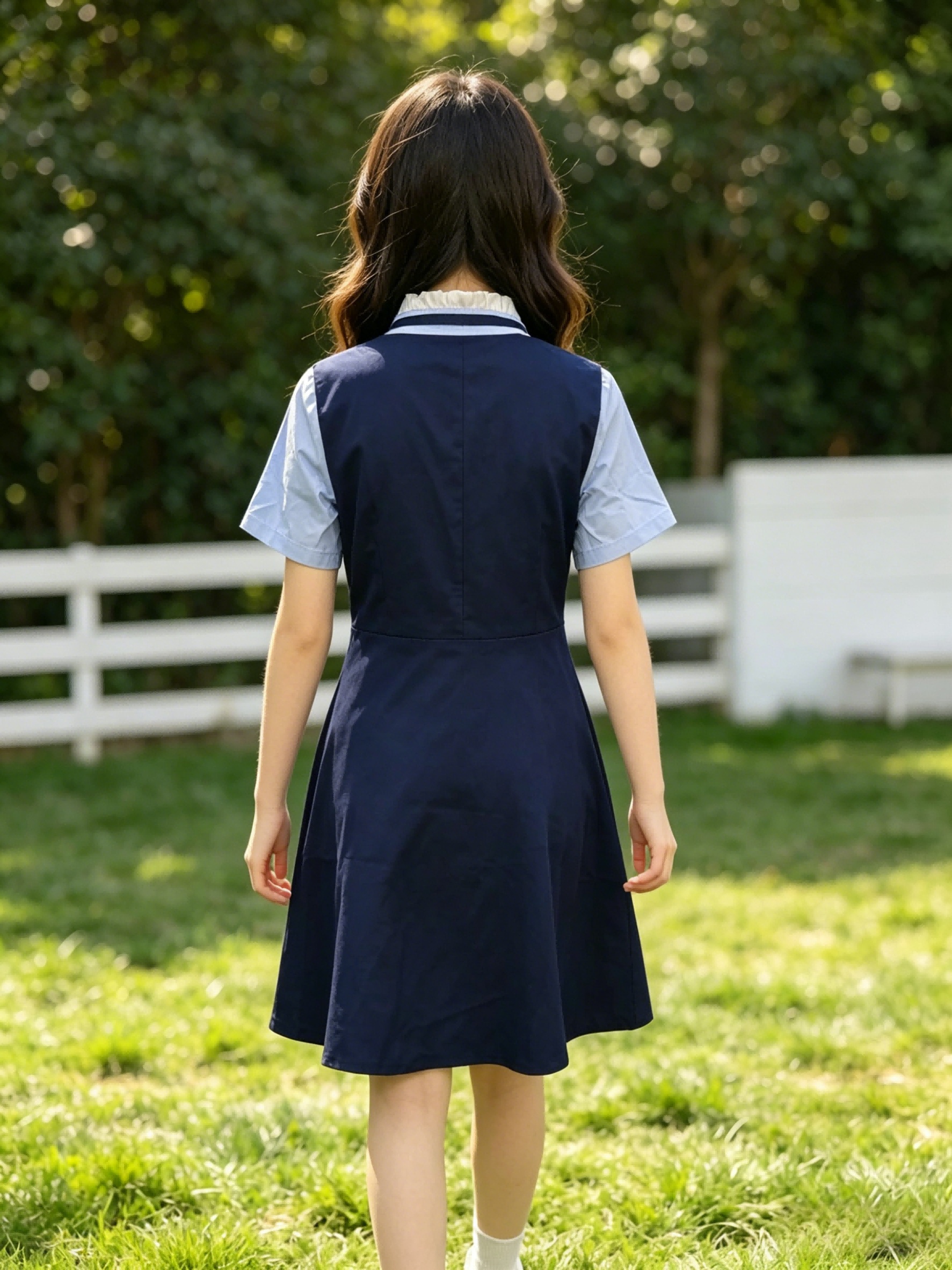 navy blue school uniform dress Girls Next Navy Blue Asymmetric Button Front Long Pinafore School Dress (3-14yrs) 5 Years
