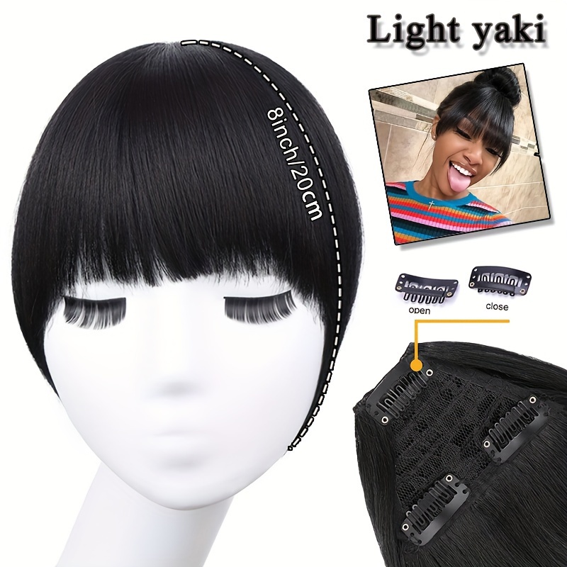 1pc   lady elegant clip on fringe wig   straight synthetic   resistant lightweight 25g 8 inches natural look with sideburns suitable for all ethnic groups thanksgiving gift   gifting details 3