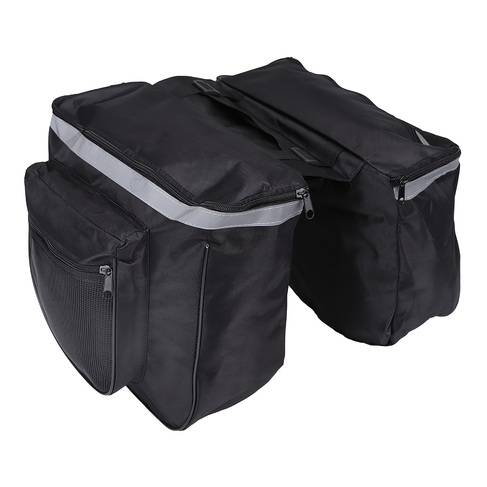 TEMU Waterproof Large Bag With Reflective , Adjustable Hooks & Padded Straps - Rear Seat Tail For & Road Bikes, Black