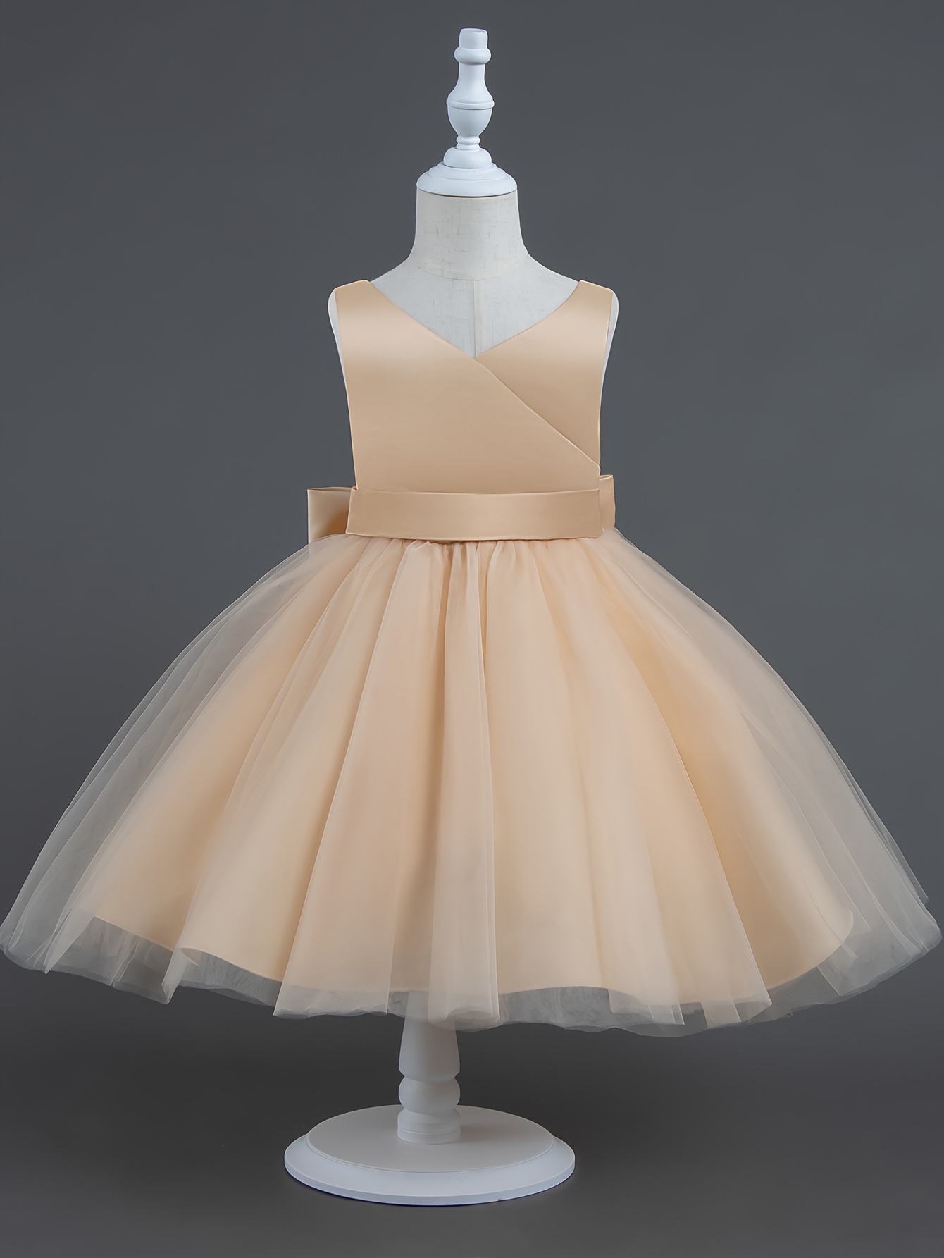 princess wedding dress bow back sleeveless neck line tutu - Temu Mexico