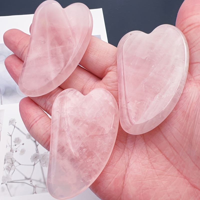 

1pc Quartz Heart-shaped Massage Tool - Smooth Pink Crystal Gua Sha Board For Relaxing Facial & Body Care, Facial Massage Tool | Gentle Touch | Smooth Crystal