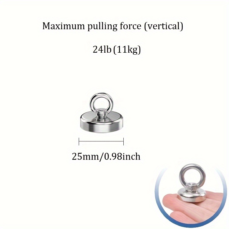 TEMU 1pc Industrial-strength Neodymium Fishing Magnet - Super Strong Magnet With Countersunk Hole & Eyebolt For River & Magnetic Fishing, Heavy-duty Metal Construction