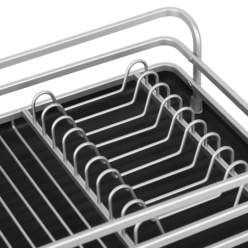 1pc aluminum dish rack dish drain rack detachable kitchen counter organizer above sink very suitable for storing dishes bowls cups and tableware dish drying rack Product details 6