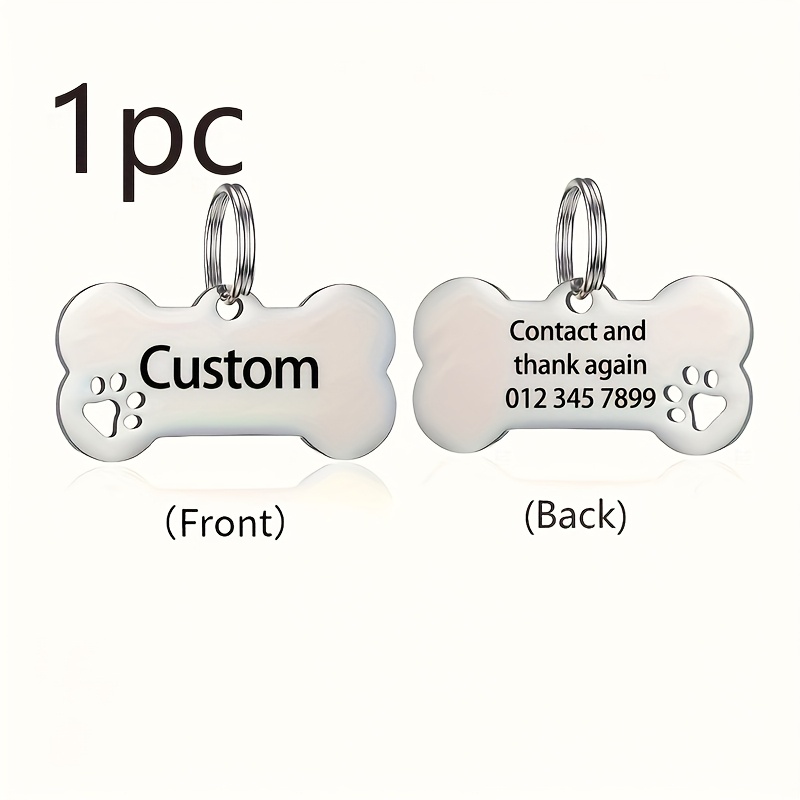 Image of 1pc, Custom Personalized Dog Tag, Stainless Steel Tag With Engraved Name And Phone Number, Durable Pet Anti-loss Id Tag, Dog Name Tag