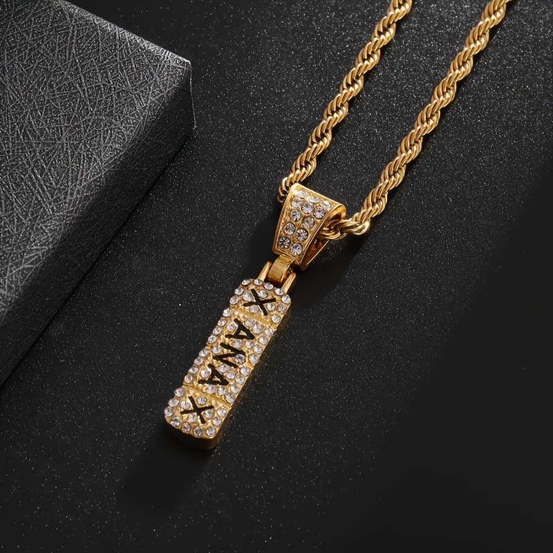 Unisex Ice Lucky Letter Necklace, Sparkling Gift