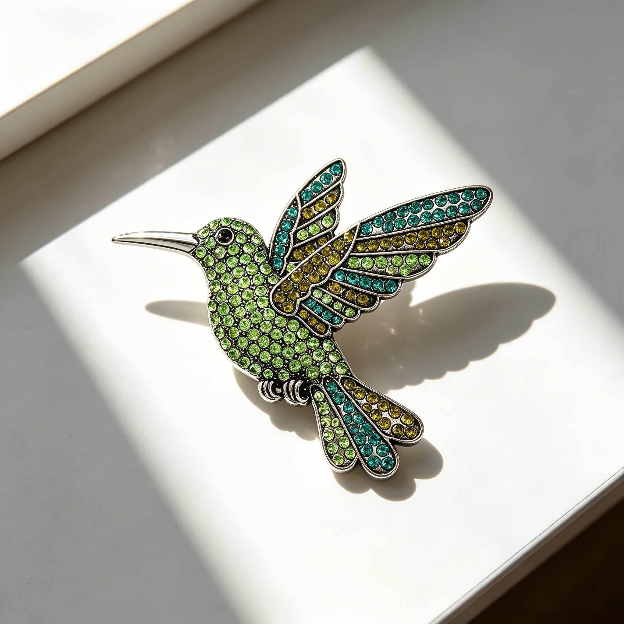 TEMU 1pc Rhinestone Hummingbird Enamel Brooch, Elegant Bird Badge, Suitable For Coat And Scarf Wear, Ideal Gift For Bird Lovers