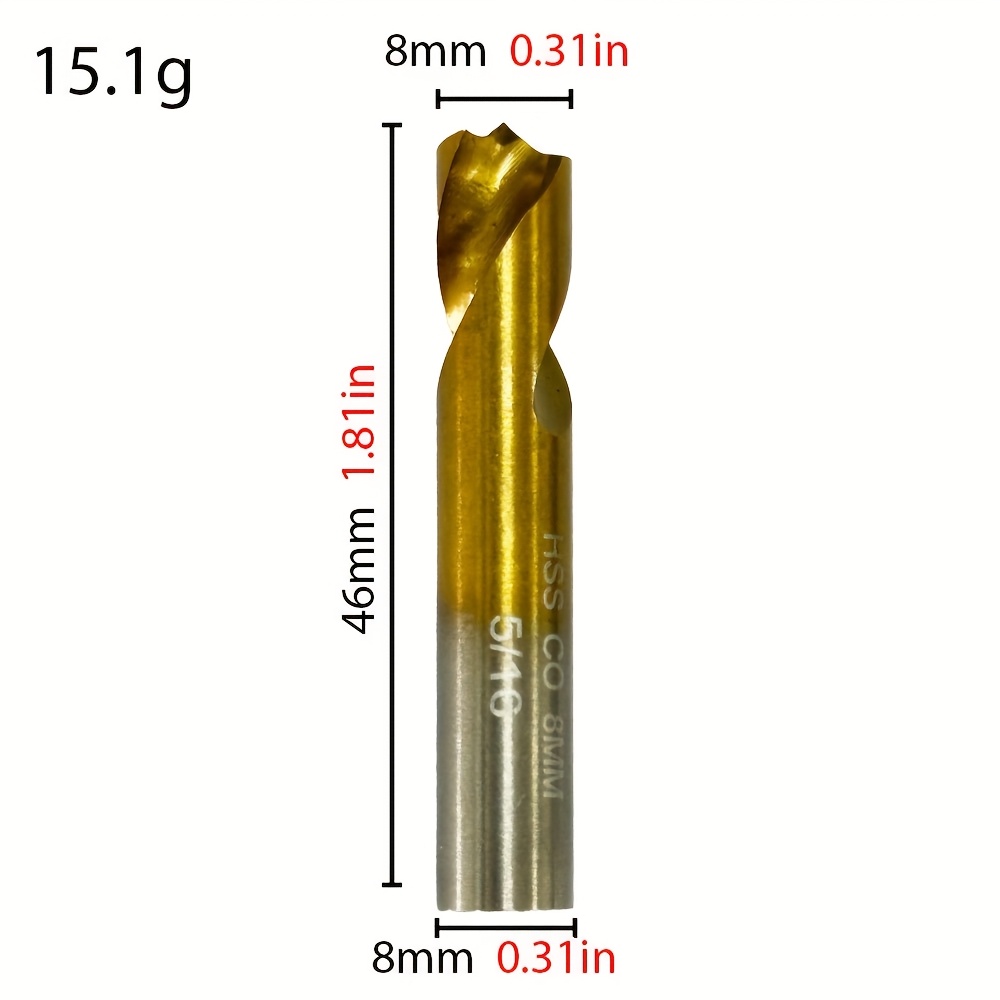 Image of 1pc/3pcs Titanium-coated Hss Spot Weld Removal Drill Bit, Straight Shank For Electric Drills, For Car Sheet Metal Welds
