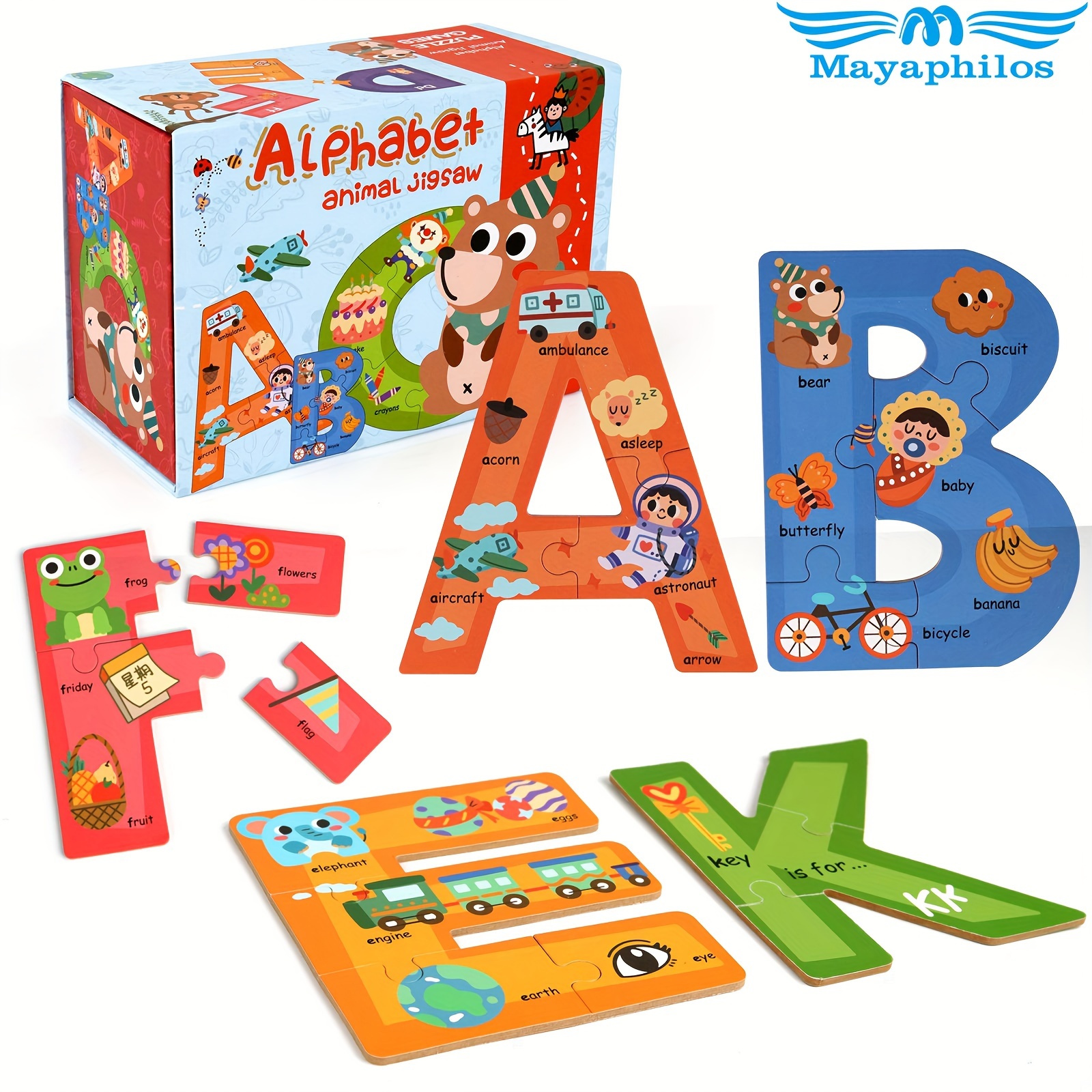 

Educational Wooden Alphabet & Number Puzzles For Kids, Abc Sight Words Learning & Animal Puzzles, Stem Preschool Toys For Boys & Girls Christmas Halloween Thanksgiving Birthday Gift