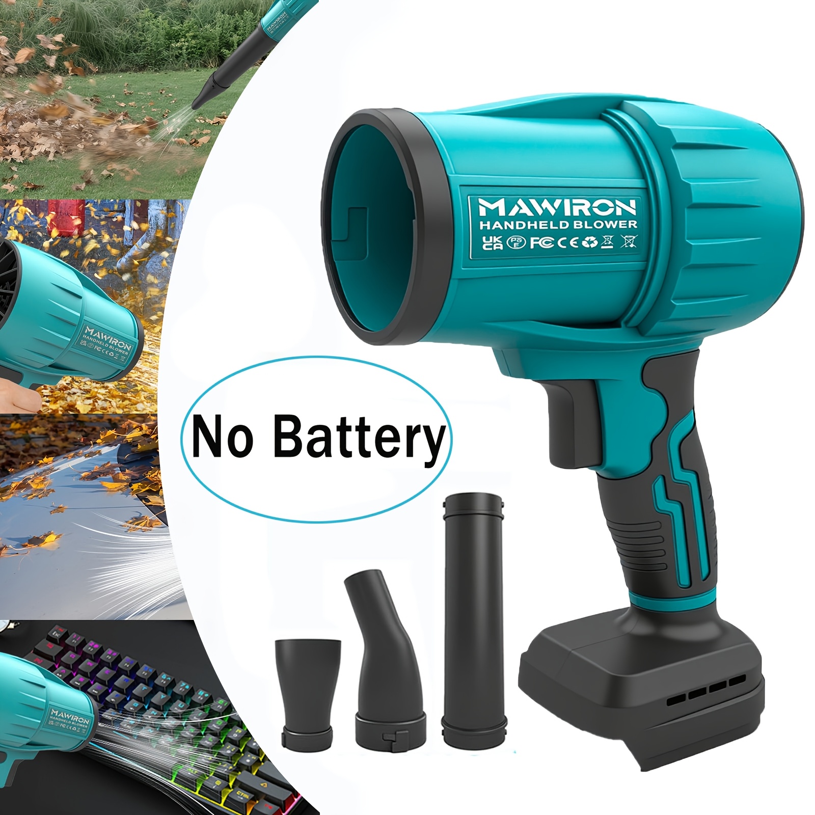 Image of 350w Cordless Leaf Blower-portable Handheld Electric Blower With 3 Nozzles, Lightweight For Snow Blowing, Lawn Care, Patio, Blowing Leaves (no Battery)