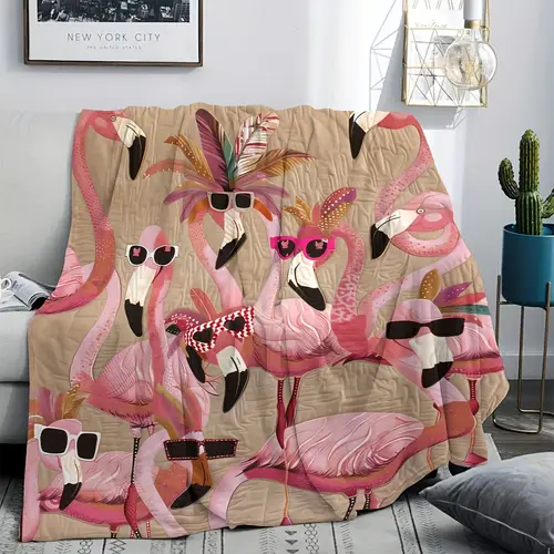 1 and cozy flamingo pattern shawl blanket perfect gift for friends multipurpose flannel blanket for bed sofa camping and picnic
