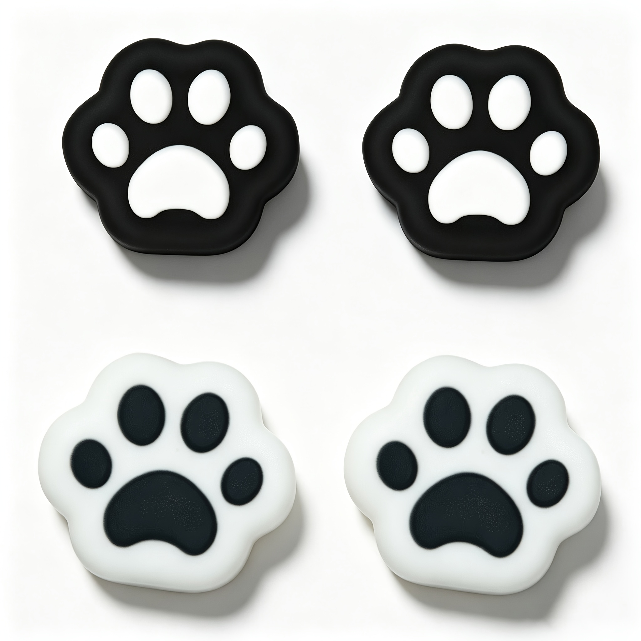 Image of 4 Cat Paw-shaped Thumb Grip Covers, Soft Silicone Joystick Protective Sleeves, Compatible With Switch/oled/switch Lite