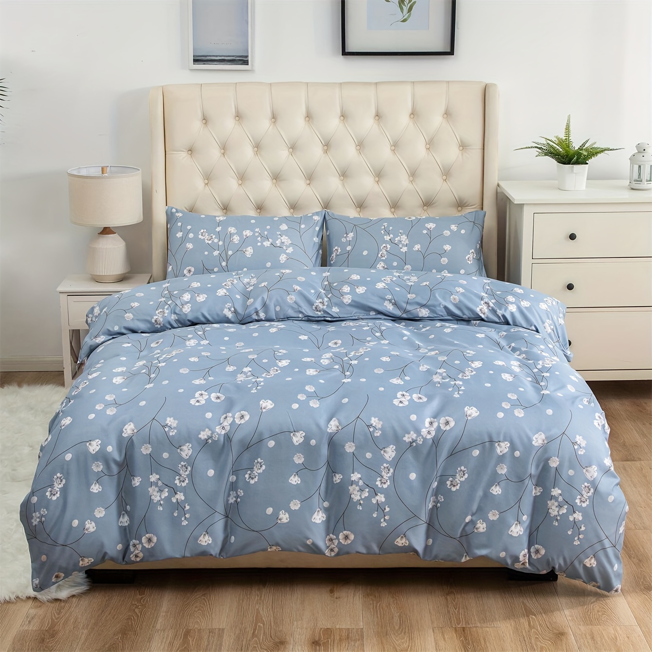 

3-piece Bedding Set: 1 Duvet Cover (without Filler) + 2 Pillow Cases (no Pillow Core) - Lightweight, Floral Design, Machine Washable, Suitable For All Seasons