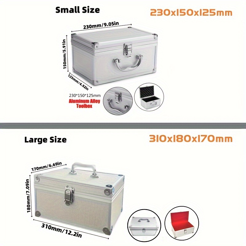 

Aluminum Golden Storage Box With Dimensions Of 230*150*125mm, Suitable For Tools, Hand-carry Display, Instrument Case, And Storage With Inner Lining For Safety Protection And Large Capacity.